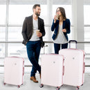 Set 3 Valigie Rigide con Ruote Easy Roll Trolley Bagaglio da Viaggio Rosa Gold      