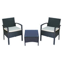 Set Salotto da Giardino 2 Poltroncine e Tavolino con Cuscini Rattan Sintetico Nero 
