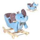 Cavallo a Dondolo per Bambini in Legno e Peluche Elefante Blu    