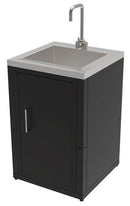 Composizione 6 Moduli Cucina BBQ + Armadietto con Cassetti + Mobile Lavandino + Armadietto con Anta + Unità d'Angolo x 2 Top in Acciaio Inox Nero
