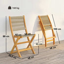 Set 2 Sedie Pieghevoli da Giardino Supporto fino a 160 kg in Rattan PE e Legno di Acacia Beige      