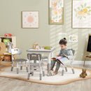 Set Tavolo con 4 Sedie per Bambini Altezza Regolabile Grigio  