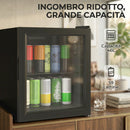 Mini Frigo da Ufficio 42,3x40x55 cm Capienza 46L 59 Lattine Temperatura Regolabile 0-20℃ con Porta in Doppio Vetro Temperato Nero      