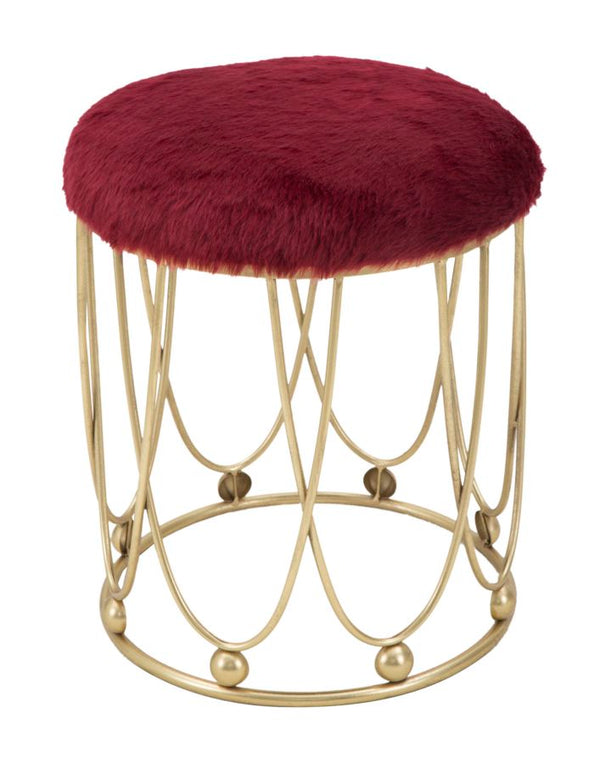Sgabello Amelie Bordeaux Ø40,5x46,5 cm in Ferro e Spugna e Poliestere Bordeaux e Oro prezzo