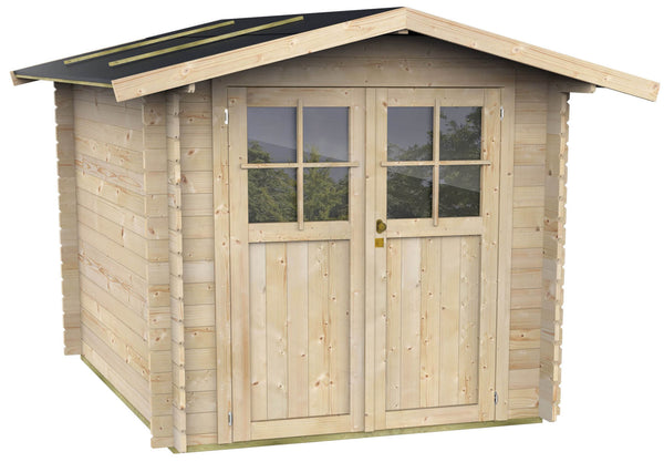 online Casetta Box da Giardino per Attrezzi 215x180 cm con Porta Doppia Finestrata in Legno Naturale