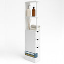 Mobiletto Salvaspazio Bagno Multiuso 33x15x136 cm in Legno Bianco      