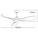 Ventilatore da Soffitto con 3 Pale in Abs Ø132 cm 5 Velocità Martec Scorpion Bianco