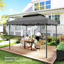 Tetto per Gazebo 3x4 m a 2 Livelli con 8 Fori di Drenaggio in Poliestere Grigio Chiaro      