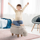 Pouf Poggiapiedi a Forma di Ippopotamo in Tessuto 65x35x36 cm  Beige