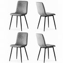 Set 4 Sedie Piedi Neri e Seduta Ergonomica con Rivestimento in Velluto Grigio Chiaro     