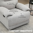 Poltrona Relax Reclinabile 150° con Poggiapiedi 89x98x101 cm in Tessuto Effetto Lino Grigio Chiaro 