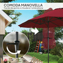 Ombrellone Doppio da Giardino 400x220x234H cm con Prese d'Aria e Manovella Nero e Rosso  
