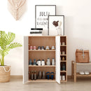 Credenza con 2 Ante e 5 Ripiani in Legno e Bianco 80x32x90.5 cm