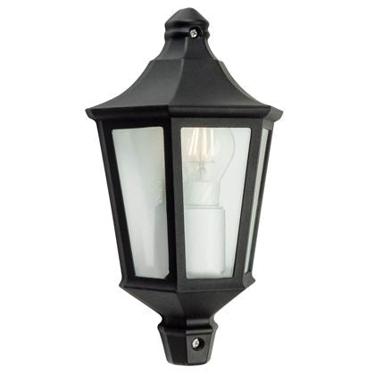 Lampada Applique Mezza Lanterna Esagonale Piccola Colore Nero per Esterno Linea Wall Sovil sconto