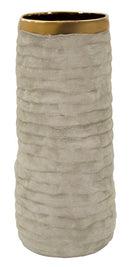 Vaso Lima Open Ø14x31,5 cm in Ceramica Grigio e Oro      