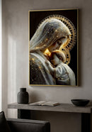 Stampa Decorata su Tela Laccata con Cornice Maternity 60x3,5x90 cm in Abete e Tela e Plastica      