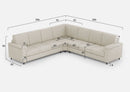 Divano Angolare 7 Posti 286x286x85 cm Marrak in Tessuto Latte