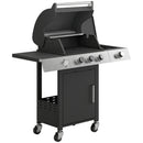 Barbecue a Gas 109x50x109 cm con 3 Fuochi e Bruciatore Laterale in Acciaio Inox e Metallo Nero      