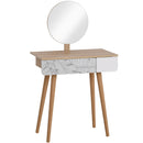 Consolle Trucco 70x39x120 cm con Specchio e Cassetto  Jungle Bianco e Rovere