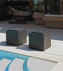 Pouf da Giardino 50x50 cm con Cuscino in Resina Arkema Iris Comfort Blue