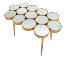 Tavolino Buttle 100x70x55 cm in Ferro e MDF Oro