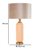 Lampada da Tavolo Perly Ø35,5x64 cm in Vetro e Ferro e Tessuto Perla e Oro      