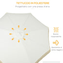 Ombrellone da Giardino 260x240 cm a Manovella Inclinabile con Frange in Poliestere e Metallo Bianco 