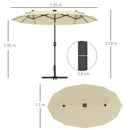 Ombrellone Doppio 295x150x219 cm con Luci LED e Base a Croce Bianco Crema   