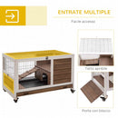 Conigliera 90x53x59 cm Casetta e Rampa in Legno Marrone  