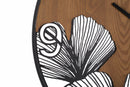 Orologio da Muro Super Wood/Leaf 60x2x60 cm in Ferro e MDF Nero e Marrone      