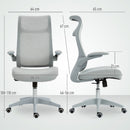 Sedia da Ufficio Ergonomica con Braccioli Regolabili Schienale a Rete e Poggiatesta Grigio      