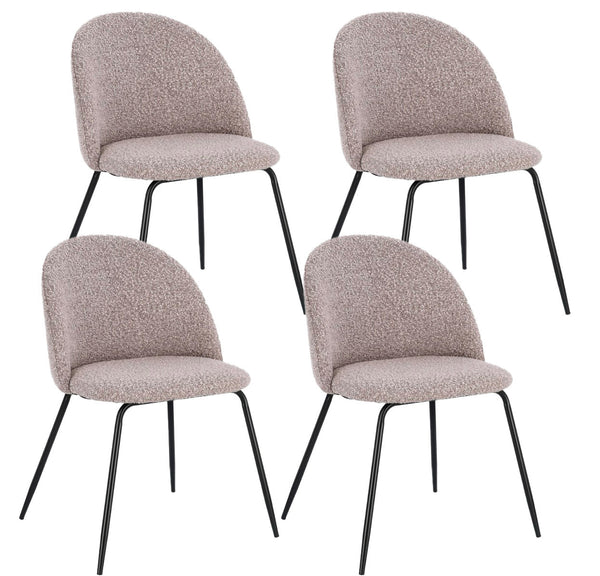 prezzo Set 4 Sedie 49x55x77 cm Tanya in Bouclè Nero e Visone