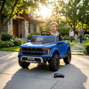 Macchina Elettrica per Bambini Ford Raptor 12V con Telecomando Bluetooth Luci LED e Tappetini Inclusi Blu