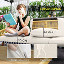 Set da Giardino 4 Pezzi con Divano 2 Poltrone e Tavolino Basso in Rattan Bianco Crema    