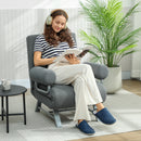 Poltrona Letto 3 in 1 con Schienale Reclinabile su 5 Livelli 73x78x81 cm in Tessuto Effetto Lino Grigio Scuro      