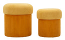 Puff con Contenitore Aspen Senape Set 2 Pz Ø42x44 cm - Ø35x37 cm in MDF e Spugna e Poliestere Senape      