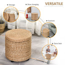 Pouf Contenitore Tondo Ø43x43 cm in Rattan Cachi