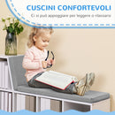 Libreria Moderna 108x30x60 cm a 5 Ripiani Aperti con 2 Cuscini in Legno Grigio      