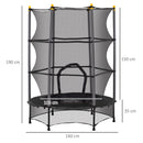 Tappeto Elastico per Bambini Ø140 x 190 cm con Rete di Sicurezza e Pali Imbottiti Età 3-10 Anni Nero   
