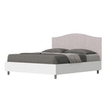 Letto Matrimoniale con Rete e Contenitore Alzata Comoda Struttura Bianco Frassico e Testata in Microfibra Grace Glicine Varie Misure