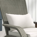Sedia da Giardino con Poggiapiedi e Cuscini Imbottiti 64x82x89 cm in Rattan e Acciaio Grigio e Crema