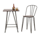 Tavolo Bar Harlem 60x60x85 cm in Ferro e Naturale e Grigio