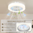 Ventilatore a Soffitto Ø46x16 cm con Luce LED Regolabile e 6 Velocità in Plastica e Acrilico Bianco      