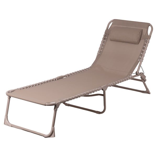 Lettino Mare Richiudibile 190x58x29 cm in Acciaio e Poliestere Tortora Gallipoli acquista