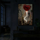Stampa con LED su Tela Heart 60x3,5x90 cm in Tela e Plastica e MDF Multicolor      