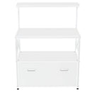 Mobile Multiuso per Stampante 3 Ripiani e 1 Cassetto 80x40x110 cm in MDF Bianco