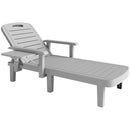 Sdraio da Giardino Regolabile 79x158x88 cm con Tavolino e Braccioli in Polipropilene Grigio Chiaro      