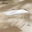 Tavolo da Giardino per 6 Persone Rettangolare 140x80x75 cm con Piano in WPC Bianco      