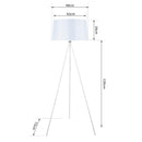 Lampada da Terra Treppiede in Metallo con Paralume in Lino Bianco Ø48x156 cm 