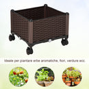 Fioriera da Esteno con Ruote e Disco Auto Irrigante 40x40x31,5 cm in Plastica Marrone